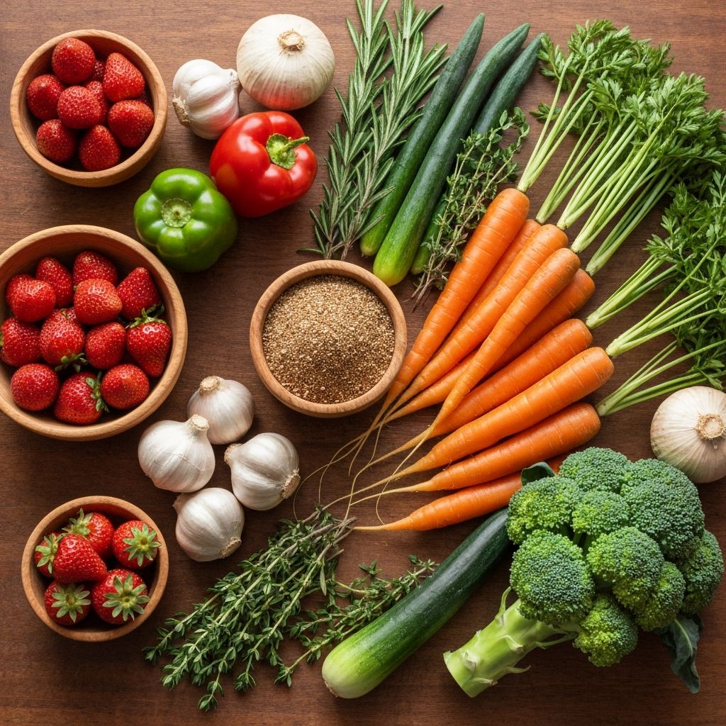 Rainbow of vegetables and whole foods