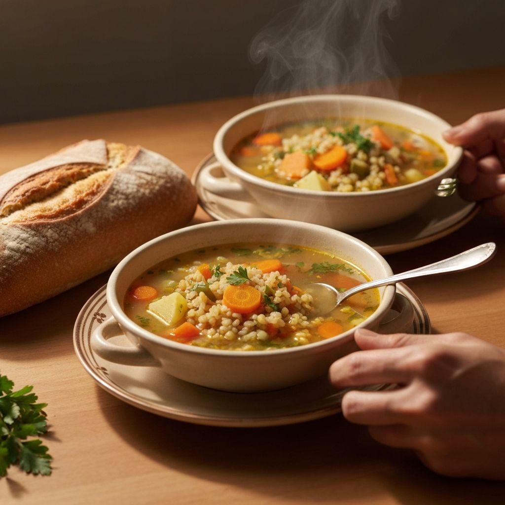 Warm soup with vegetables