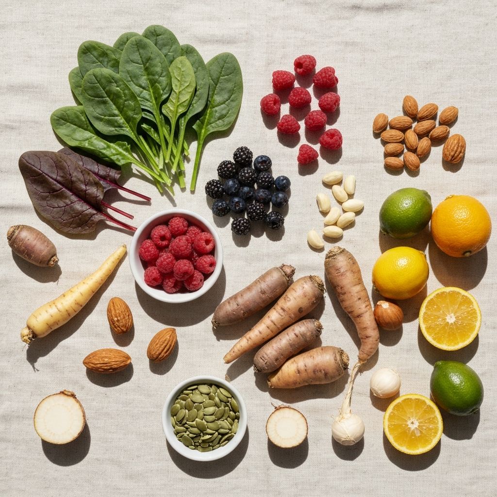Colorful micronutrient-rich ingredients arranged together